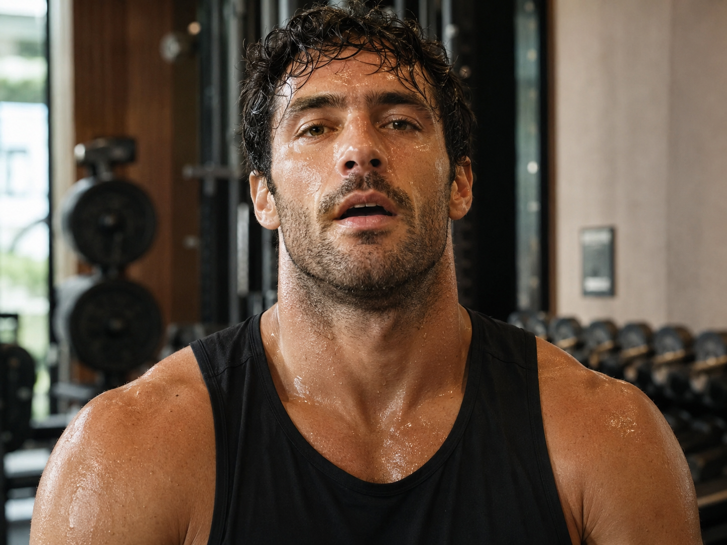 Athlete training in a gym
